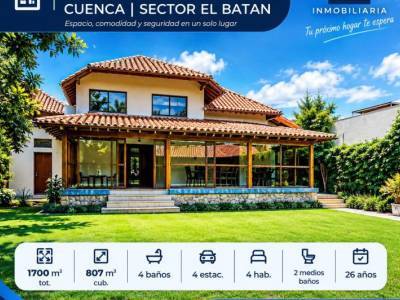 En Venta | Casa y Terreno con 1.700 m&sup2; | Sector El Bat&aacute;n - Cuenca | Alta Plusval&iacute;a Al Mejor Precio
